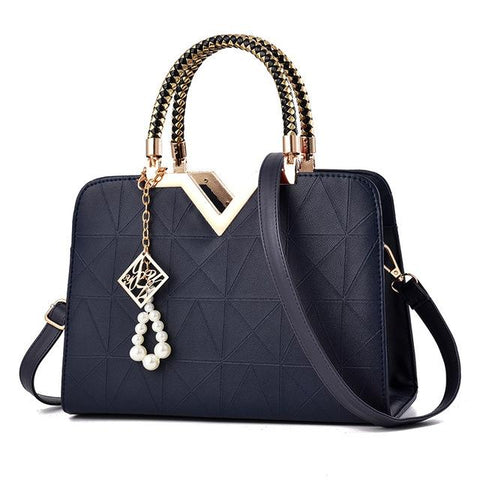 Women Zipper Shoulder Bag With Phone Pocket And Crossbody Strap Dark Blue Women's Bags & Handbags