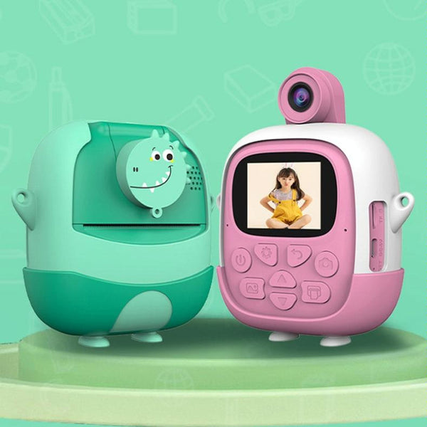 720P Hd Reversible Mini Digital Camera For Children Cartoon Print_Green Digital Cameras