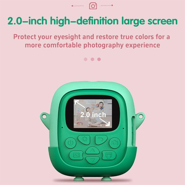 720P Hd Reversible Mini Digital Camera For Children Cartoon Print_Green Digital Cameras