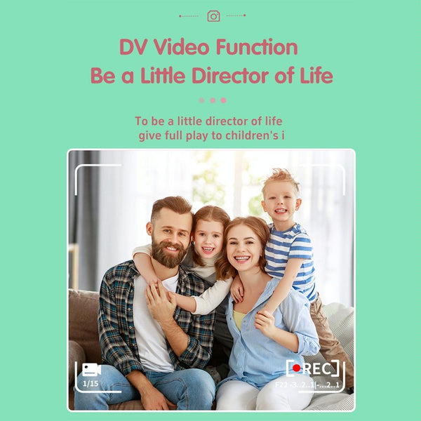720P Hd Reversible Mini Digital Camera For Children Cartoon Print_Green Digital Cameras