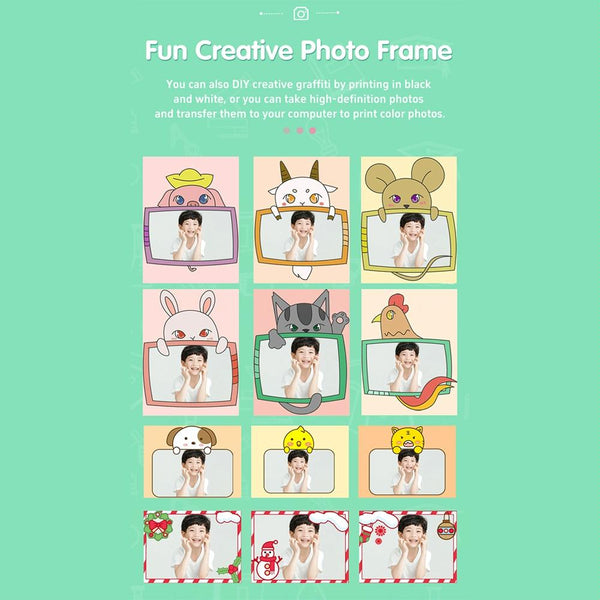 720P Hd Reversible Mini Digital Camera For Children Cartoon Print_Green Digital Cameras