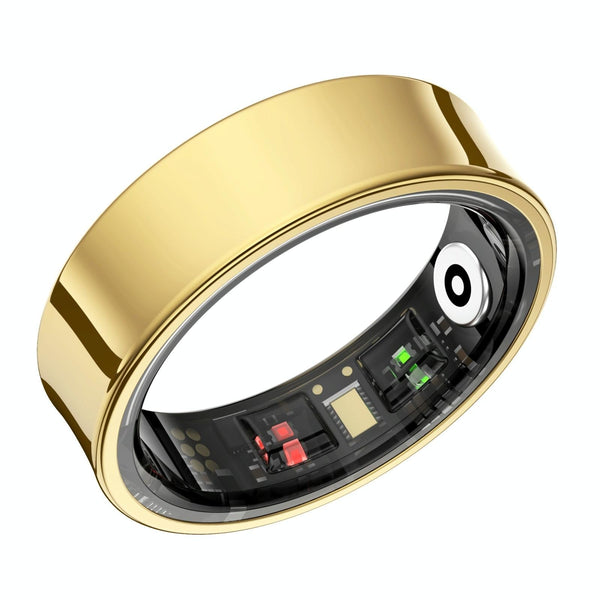 Smart Ring With Heart Rate Blood Oxygen Sleep Monitoring & Sports Modes Size 13 Gold Activity Trackers