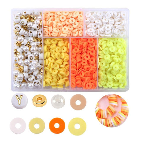 6 Piece Soft Pottery Beading Set For Diy Bracelets & Necklaces Orange Necklaces & Pendants