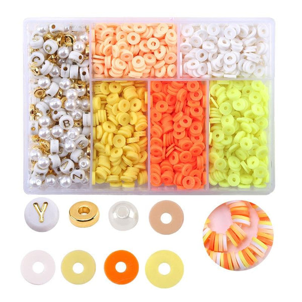 6 Piece Soft Pottery Beading Set For Diy Bracelets & Necklaces Orange Necklaces & Pendants