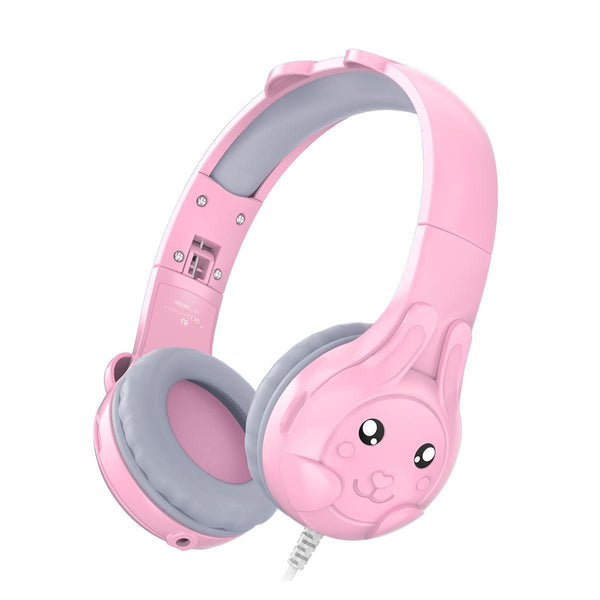 Kids Wired Over Ear Earphone With Mic 1.5M Pink Wired Earphones