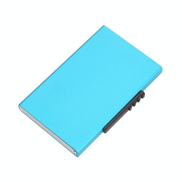 Aluminum Rfid Blocking Credit Card Holder Blue Travel Wallets