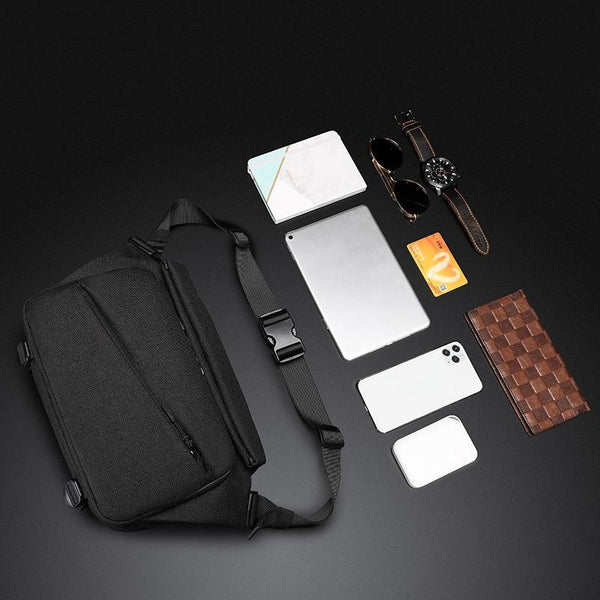 Waterproof Men Messenger Bag With Usb Charging Port Multifunctional Design Black Bags