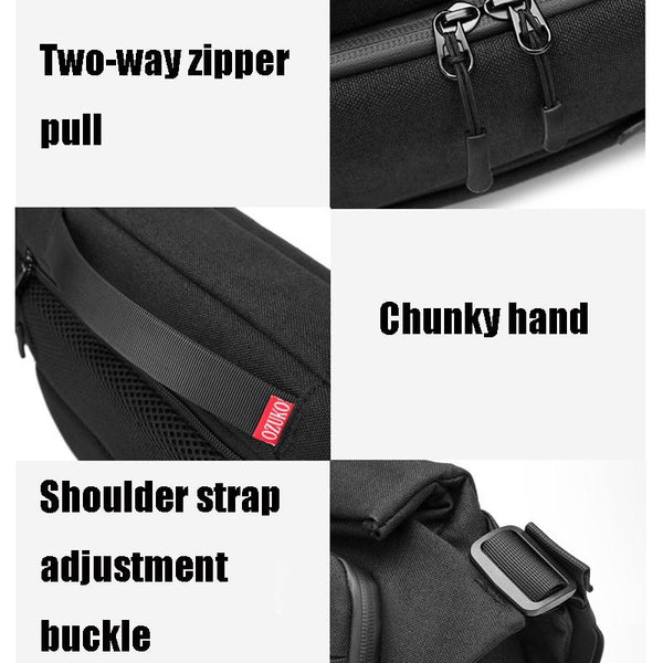 Waterproof Men Messenger Bag With Usb Charging Port Multifunctional Design Black Bags