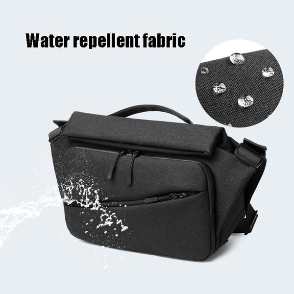 Waterproof Men Messenger Bag With Usb Charging Port Multifunctional Design Black Bags