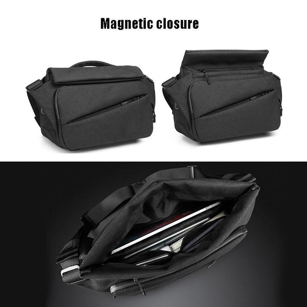 Waterproof Men Messenger Bag With Usb Charging Port Multifunctional Design Black Bags