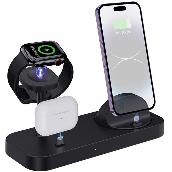 4 In 1 Charging Stand For Apple Watch And Airpods Black Chargers & Docking Stations