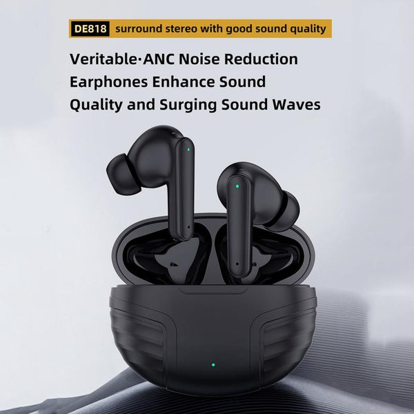 Wireless Noise Cancelling With Charging Case Black Earbuds