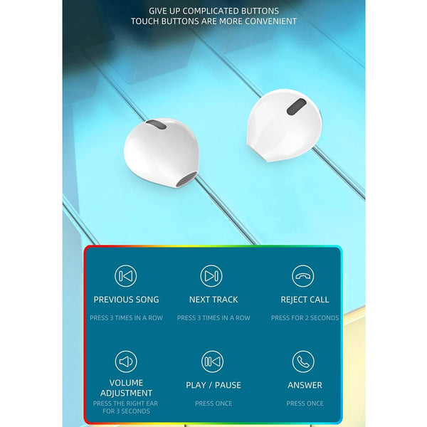 Mini Tws Wireless Bluetooth Earphones With Noise Reduction And Digital Display White Earbuds