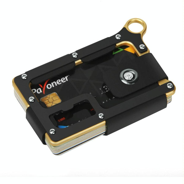 Snap Button Wallet Aluminum Alloy & Leather Gold Wallets