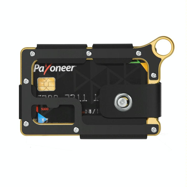 Snap Button Wallet Aluminum Alloy & Leather Gold Wallets