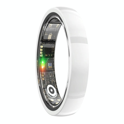 Smart Ring With Heart Rate Blood Oxygen Sleep & Sports Modes Size 9 White Smart Watches