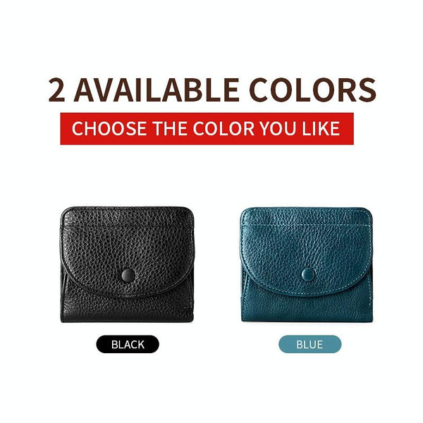 Genuine Leather Rfid Coin Purse Blue Wallets