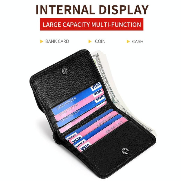 Genuine Leather Rfid Coin Purse Blue Wallets