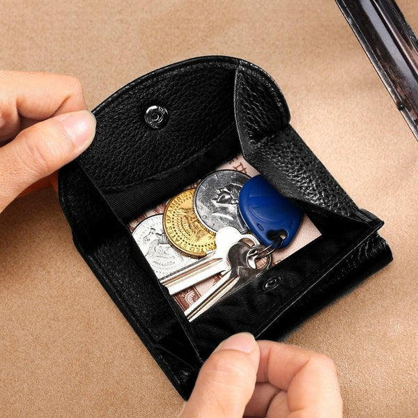 Genuine Leather Rfid Coin Purse Blue Wallets