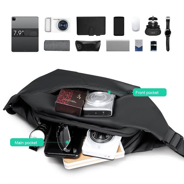 Men Casual Sports Chest Bag Lightweight Shoulder Elite Black 7786 Bags