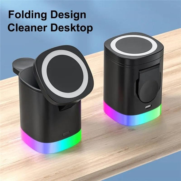 3 In 1 Magnetic Wireless Charger For Iphone Iwatch Airpods Black Chargers & Docking Stations