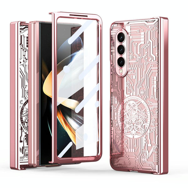 For Samsung Galaxy Z Fold4 5G Foldable Electroplated Phone Case Mechanical Legend 4. Rose Gold Other Mobile Accessories