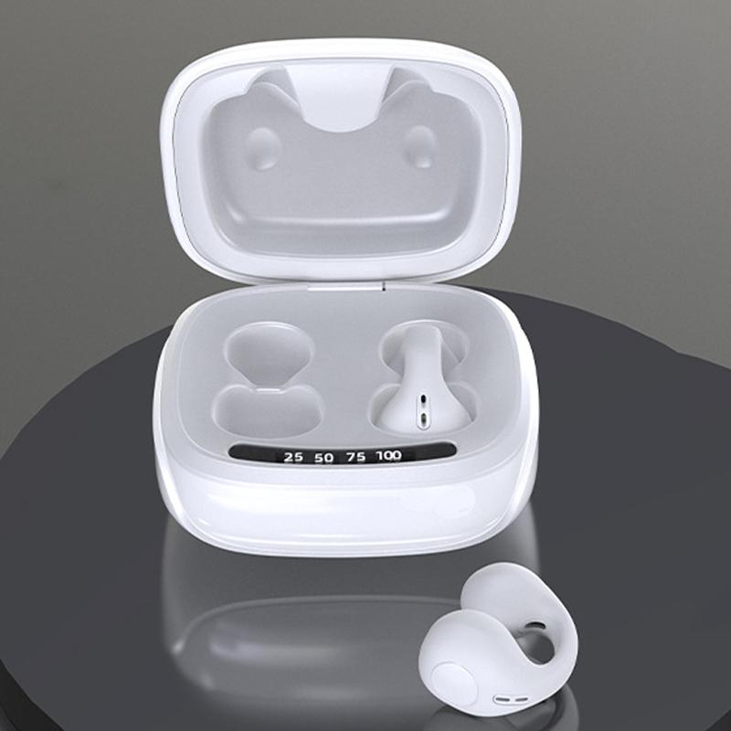 Jx80 Tws Wireless Bone Conduction Clip On Noise Reduction Bluetooth Headset White Earbuds