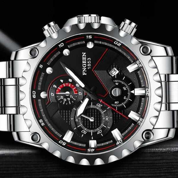 Stainless Steel Waterproof Men Sports Watch White Black Surface Watches