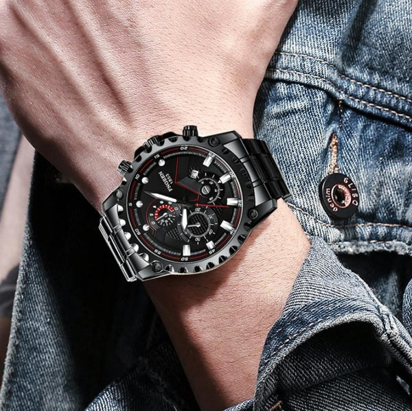 Stainless Steel Waterproof Men Sports Watch White Black Surface Watches