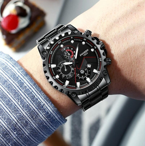 Stainless Steel Waterproof Men Sports Watch White Black Surface Watches