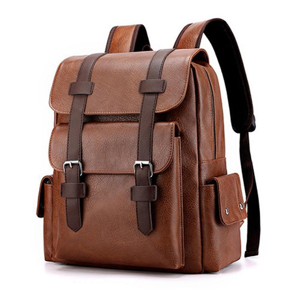 Parallel Large Capacity Pu Leather Laptop Backpack For Travel & School Black Laptop Cases & Bags