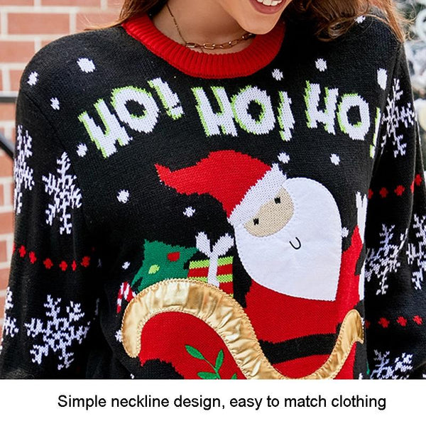 Women Santa Sweater Sweet Embroidery Pullover Knit Red Size Jumpers & Cardigans