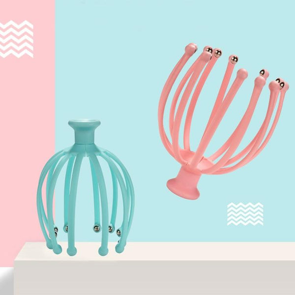 Rotating Octopus Head Massager Relaxing Ball Tool Pink Massagers