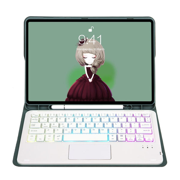 Bluetooth Keyboard Leather Case For Ipad 9.7 2018 & 2017 / Pro Air With Touch Pad Backlight Pink Keyboards