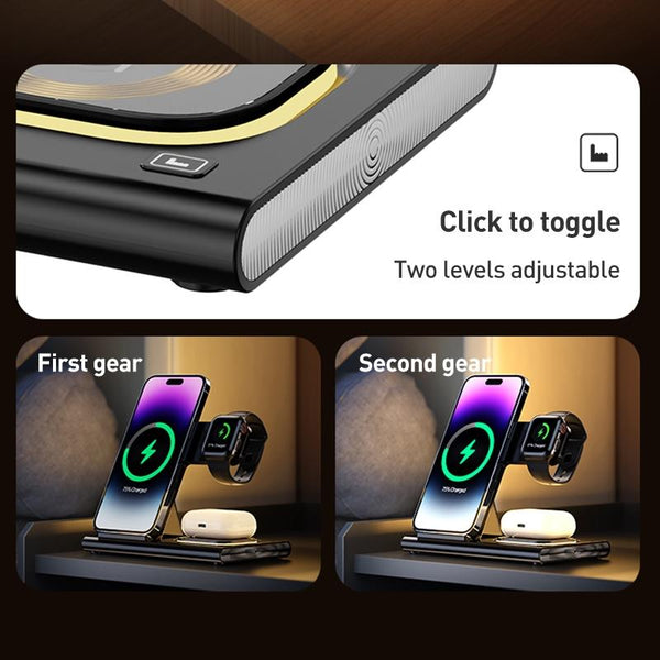 15W 3 In Foldable Wireless Charger White Chargers & Cradles