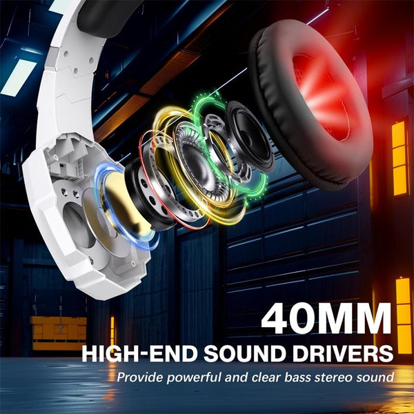 Pro Gaming Headset With Mic 2.1M Cable Black White Headsets