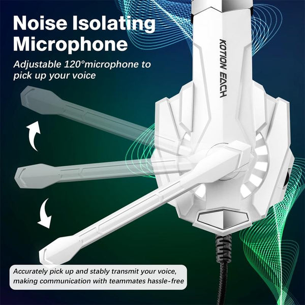 Pro Gaming Headset With Mic 2.1M Cable Black White Headsets