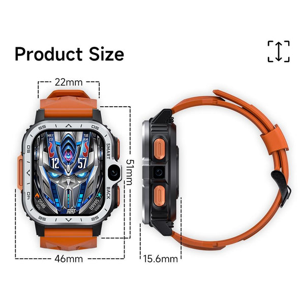 2.02 Inch Android 8.1 Full Network Wifi Card Bluetooth Smart Watch Silver Smart Watches