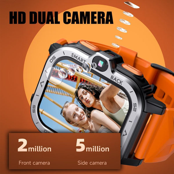 2.02 Inch Android 8.1 Full Network Wifi Card Bluetooth Smart Watch Silver Smart Watches