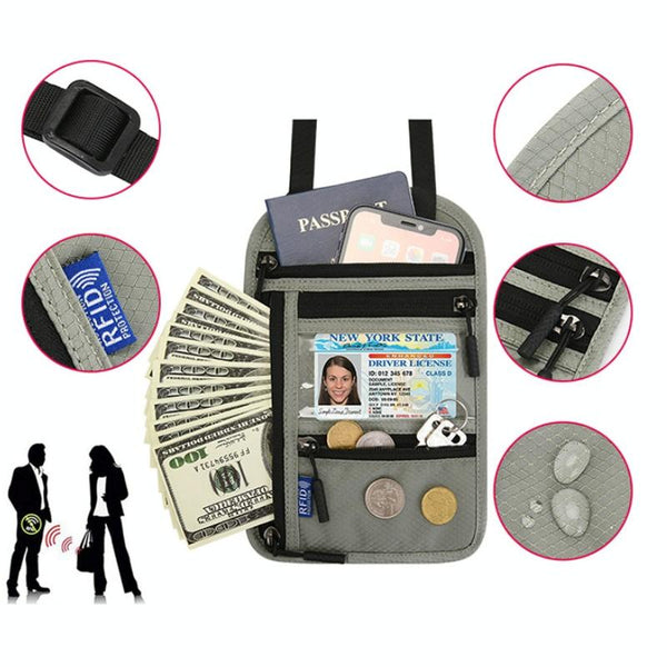 Rfid Passport & Certificate Protection Cover Light Grey Travel Wallets