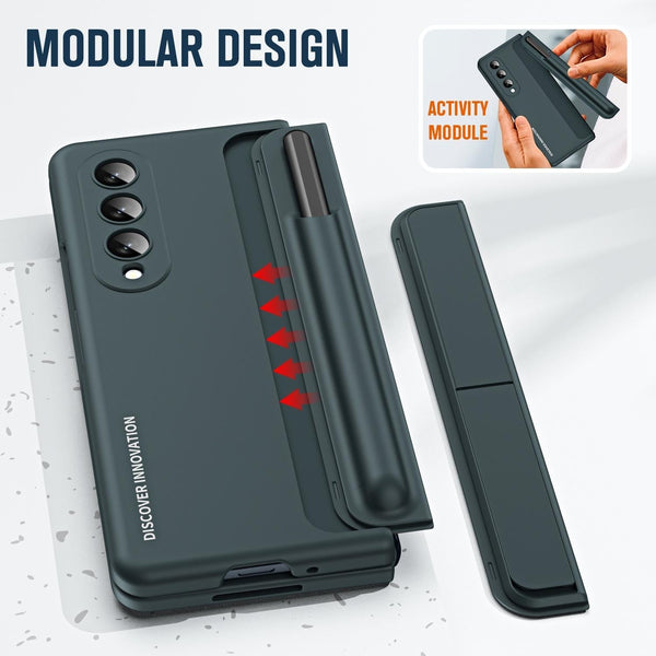 For Samsung Galaxy Z Fold4 5G 2 In 1 Detachable Folding Case With Holder & Pen Slot Grey Green Cases Covers & Skins