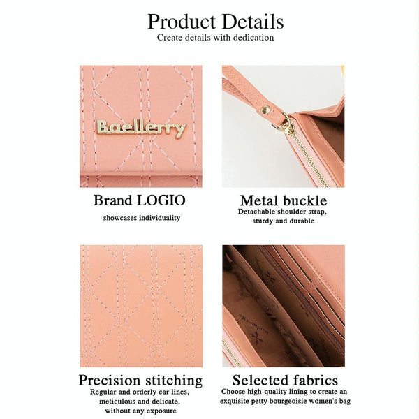 Large Capacity Magnetic Clutch Wallet For Women Brown Wallets