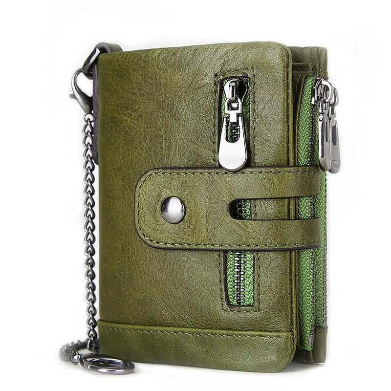 Men Rfid Leather Tri Fold Wallet Secure & Stylish Green Wallets