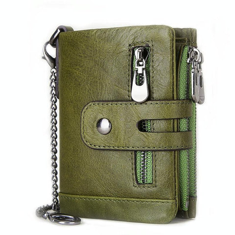 Men Rfid Leather Tri Fold Wallet Secure & Stylish Green Wallets