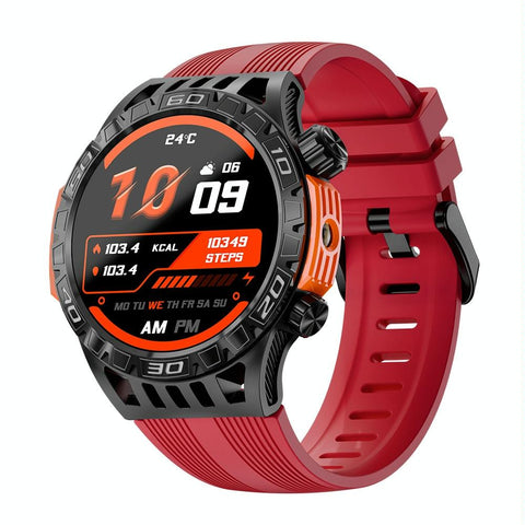 1.46 Inch Ip68 Waterproof Sos Flashlight Bluetooth Smart Watch Brick Red Smart Watches