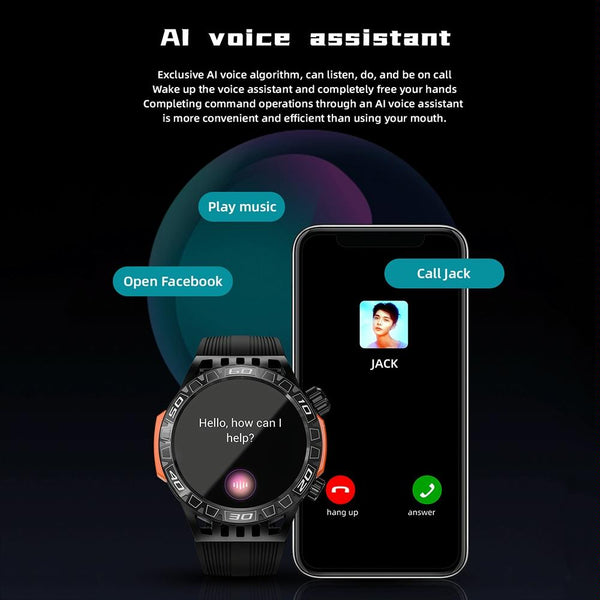 1.46 Inch Ip68 Waterproof Sos Flashlight Bluetooth Smart Watch Brick Red Smart Watches