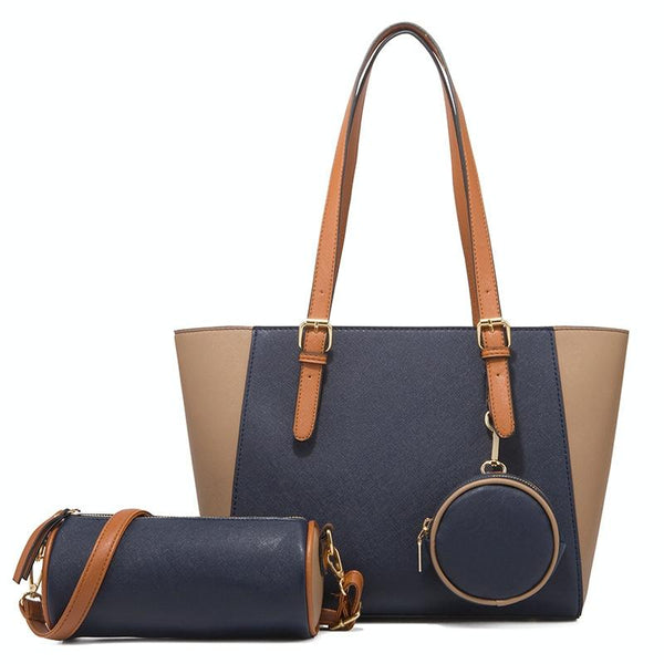 Large Capacity 3 In 1 Fashion Handbag For Women Navy Blue Women's Bags & Handbags