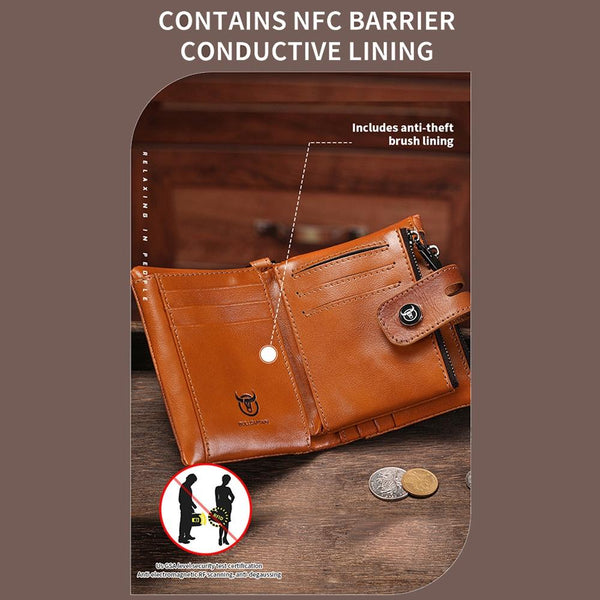 Rfid Protected Cowhide Wallet Secure & Stylish Coffee Wallets