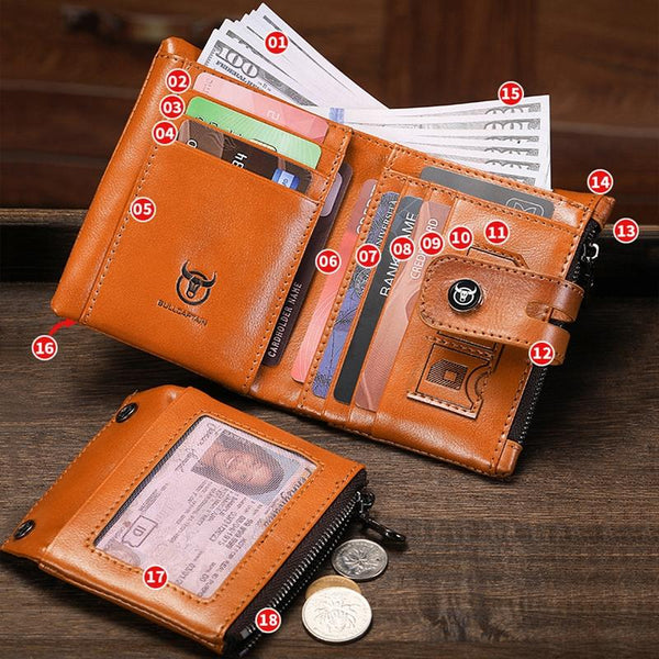Rfid Protected Cowhide Wallet Secure & Stylish Coffee Wallets