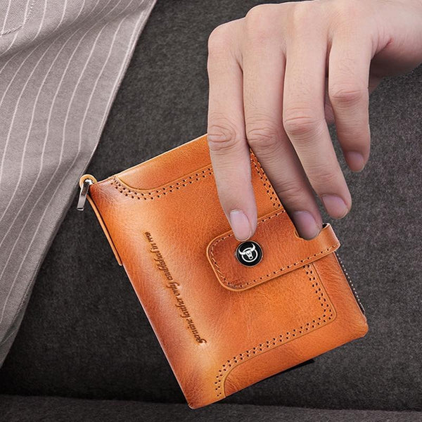 Rfid Protected Cowhide Wallet Secure & Stylish Coffee Wallets